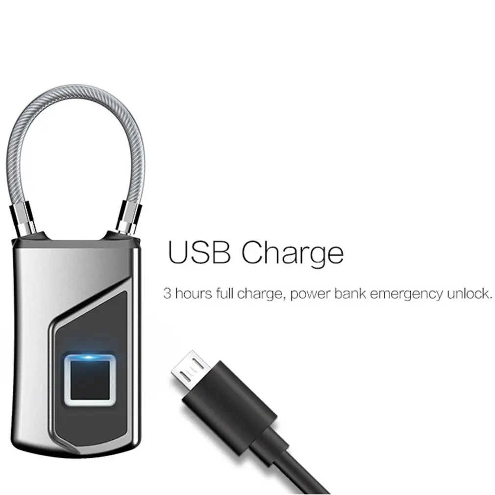 Smart Waterproof Wireless Fingerprint Lock Suitcase Anti-Theft Long Standby Electronic Padlock USB Charging APP Control | Обустройство