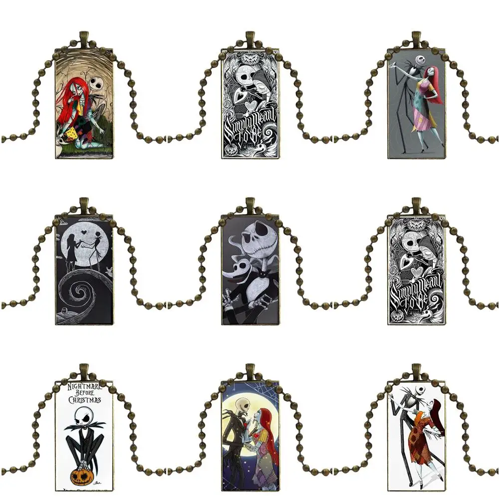Кошмар до Рождества Салли и Джек стеклянный кулон ожерелье ручной работы