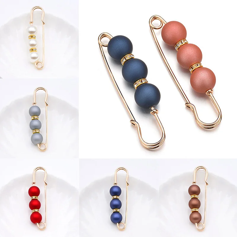 Брошь Стразы с имитацией жемчуга металлическая пряжка большие бусины безопасные