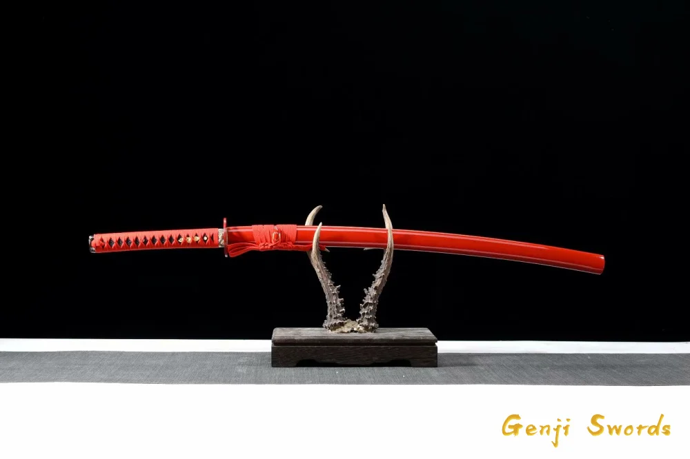 Handmade Full Tang Japanese Red Kill Bill Katana 1045 Carbon Steel Samurai Sword Sharpened Edge