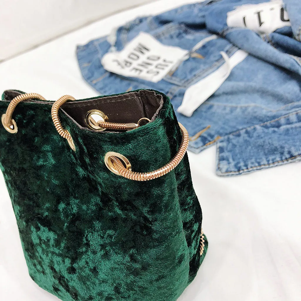 

OCARDIAN Women Bag Velvet Rivet luxury Handbags Women Bags Design Bucket Bag Hasp Joker Travel Solid Shoulder Bag Messenger Bag