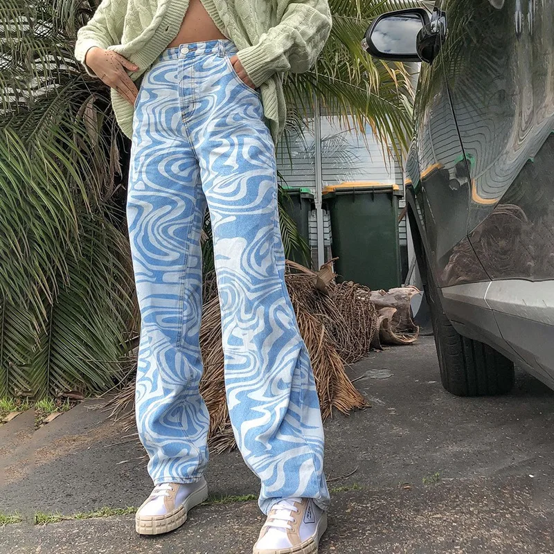 

Zebra Print Casual Cotton Pants Women Spring＆Summer Mid Waist Straight Trousers Female Fashion Long Pants Ladies New Style 2021