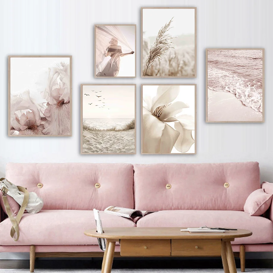 Настенная Картина на холсте с изображением цветов магнолии грибов тростника