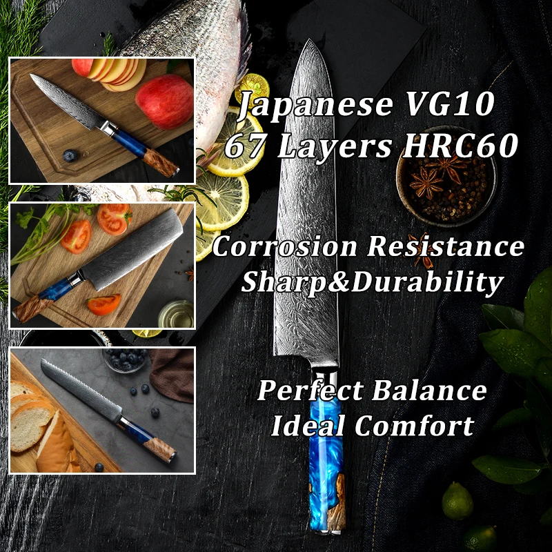Кухонные ножи GRANDSHARP VG10 универсальный шеф-повар из японской стали сантоку