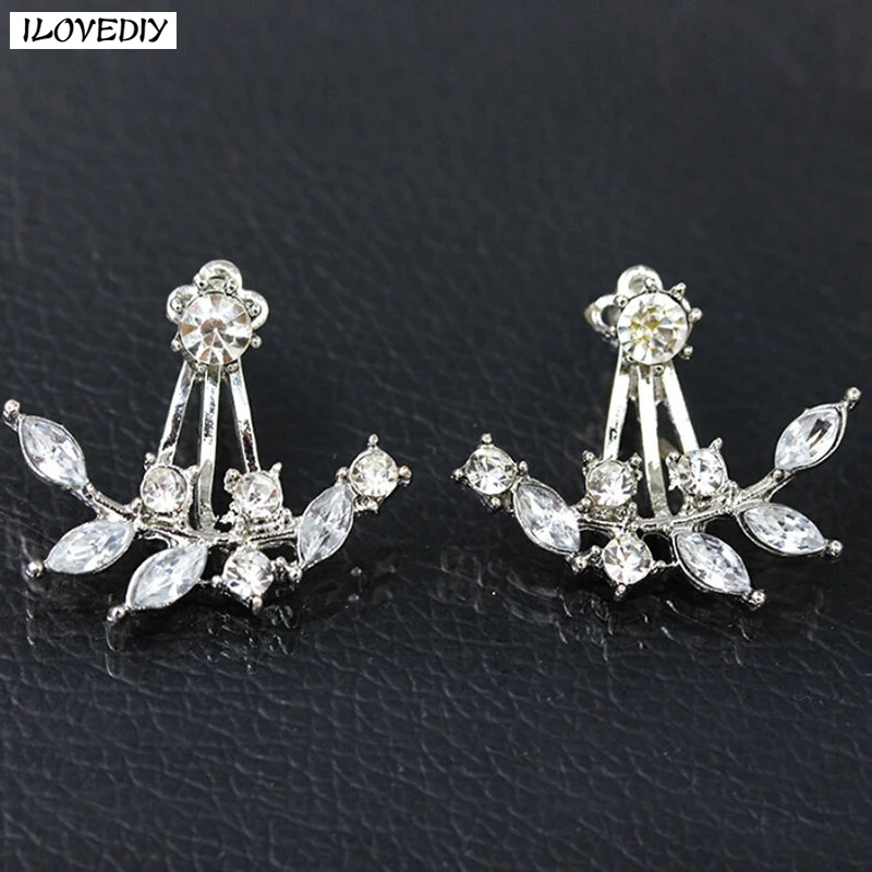 1 пара роскошных кристаллических сережек в форме веток листьев стразы свадебные