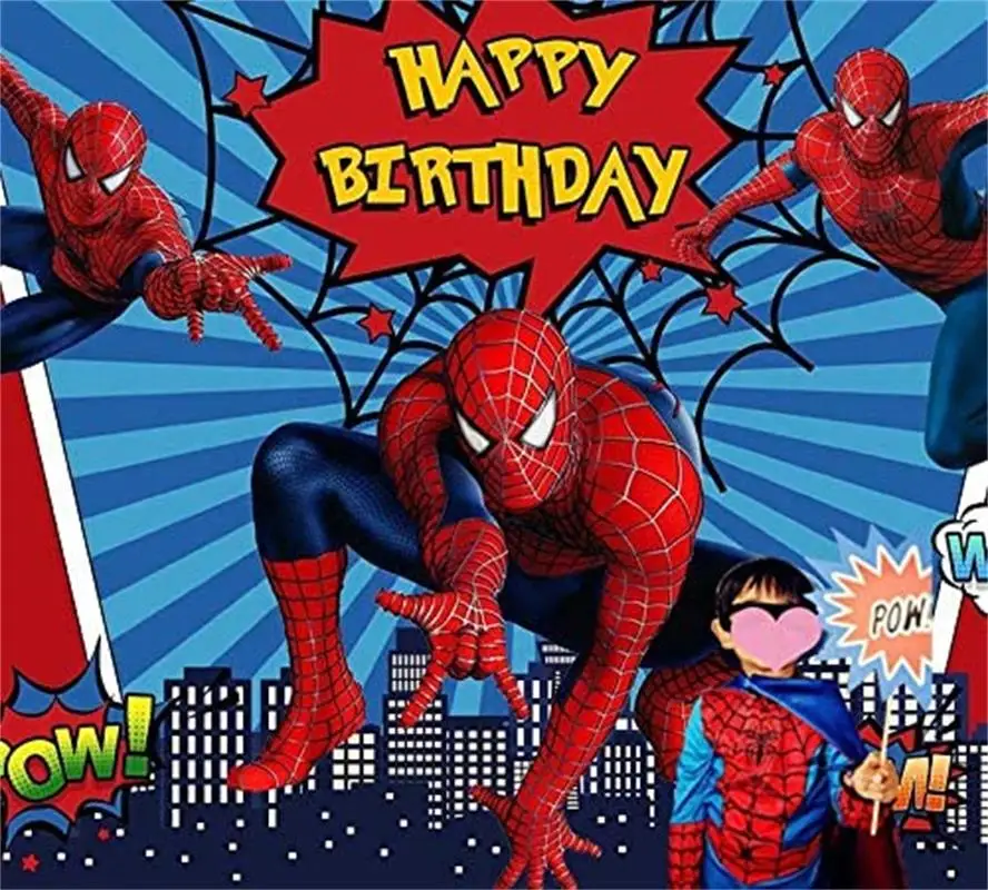

Виниловый фон с изображением Супергероя человека-паука для фотосъемки мальчиков, украшения для вечеринки в честь Дня Рождения, реквизит дл...