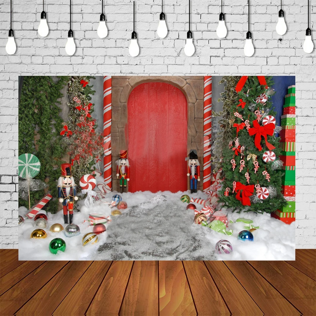 Фон для фотосъемки с изображением дерева и снеговика зимнего дома вечерние