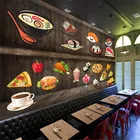 Пользовательская японская кухня суши магазин настенная бумага пицца гамбургеры Ресторан закуска бар фон роспись обои 3d