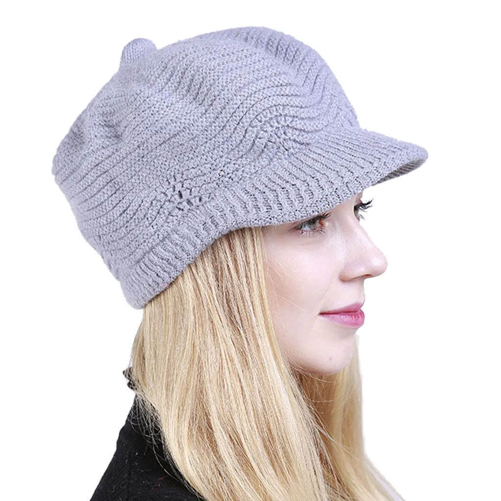 Hot Lady Autumn Winter Berets Hat French Artist Retro Style Thicken Warm Wool Knitted Beanie Solid Color Headwear | Аксессуары для