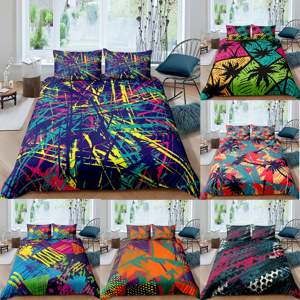 Комплект постельного белья из 3 предметов с абстрактным геометрическим узором