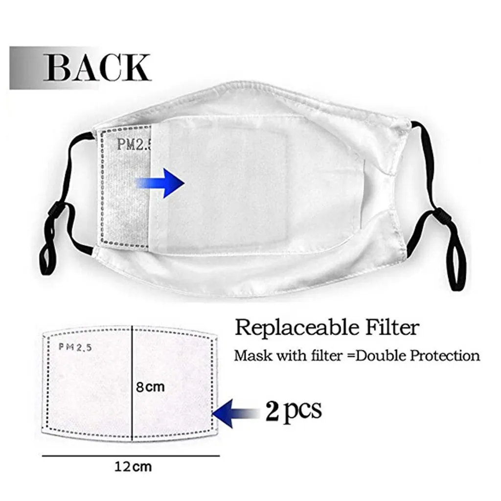 

Adult Unisex Adjustable Windproof Reusable Halloween Printed Face-mask With Filters Cospaly Cotton Face Mask Respirator