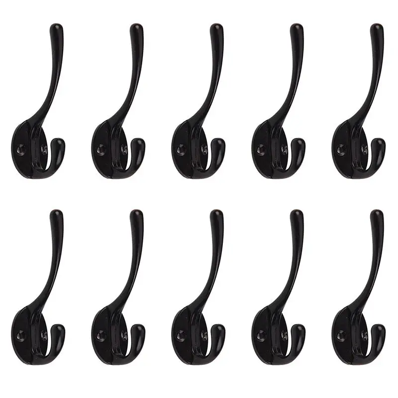 

Double Coat Hook 10 pcs Classic Antique Industrial Style Iron Hanger