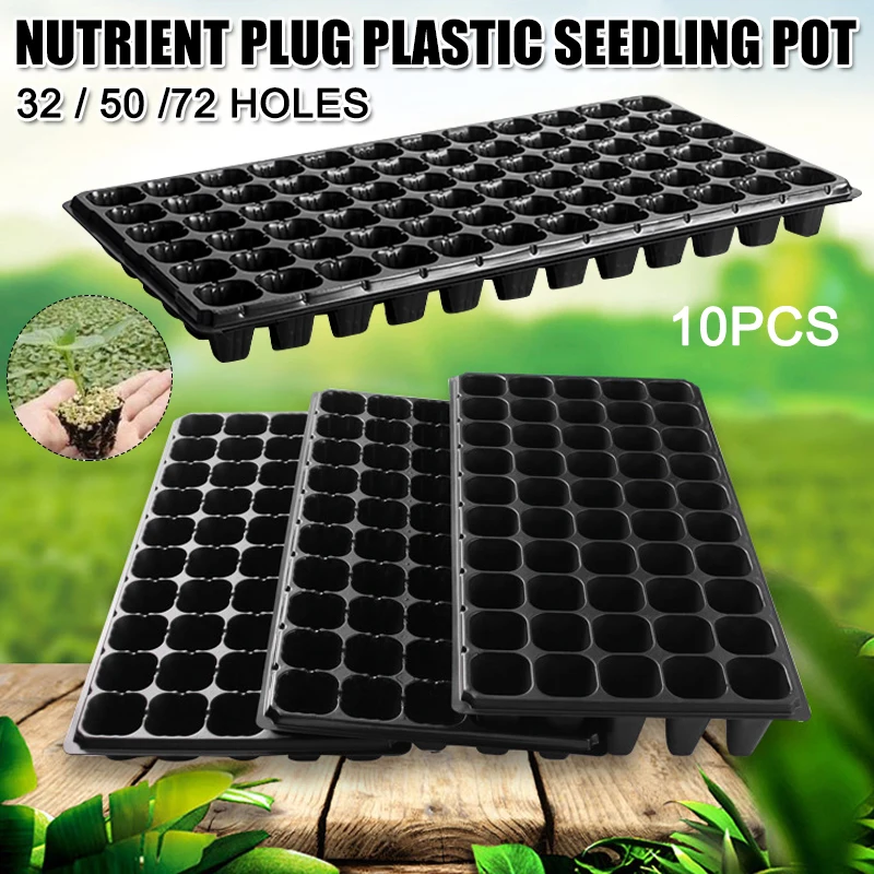 

10Pcs Seeding Tray Plastic Nursery Tray Succulent Plants Pot Seed Grow Box Tray HFD889