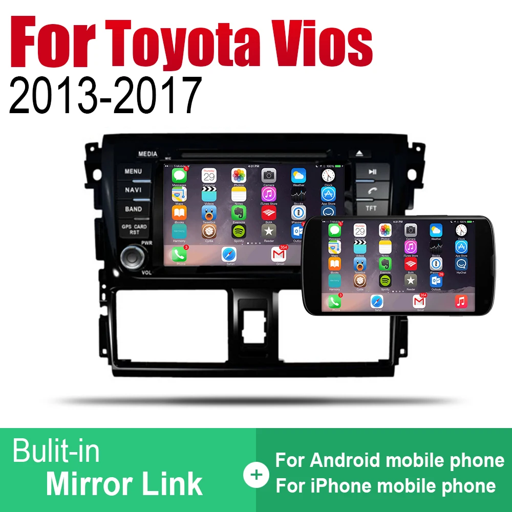 Автомагнитола ZaiXi 2 Din Android DVD для Toyota Vios 2013 ~ 2017 автомобильный мультимедийный плеер
