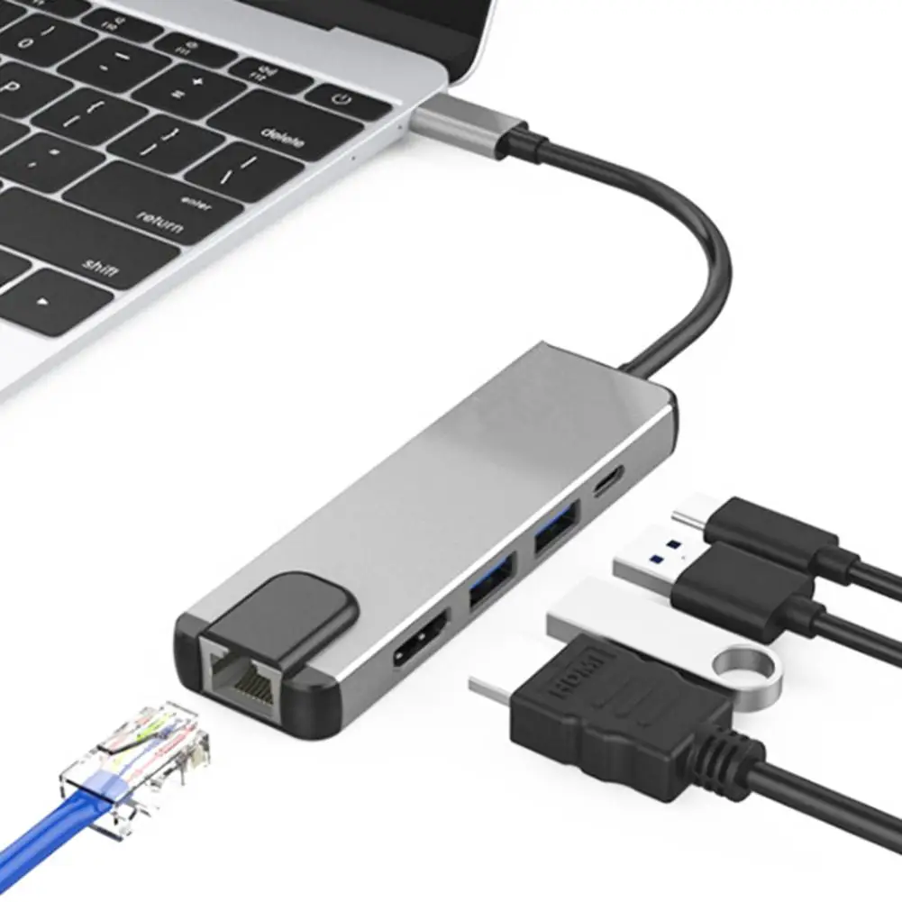 Концентратор USB C 4K для Гигабитного Ethernet Rj45 Lan 5 в 1 концентратор Type Hdmi адаптер Mac book