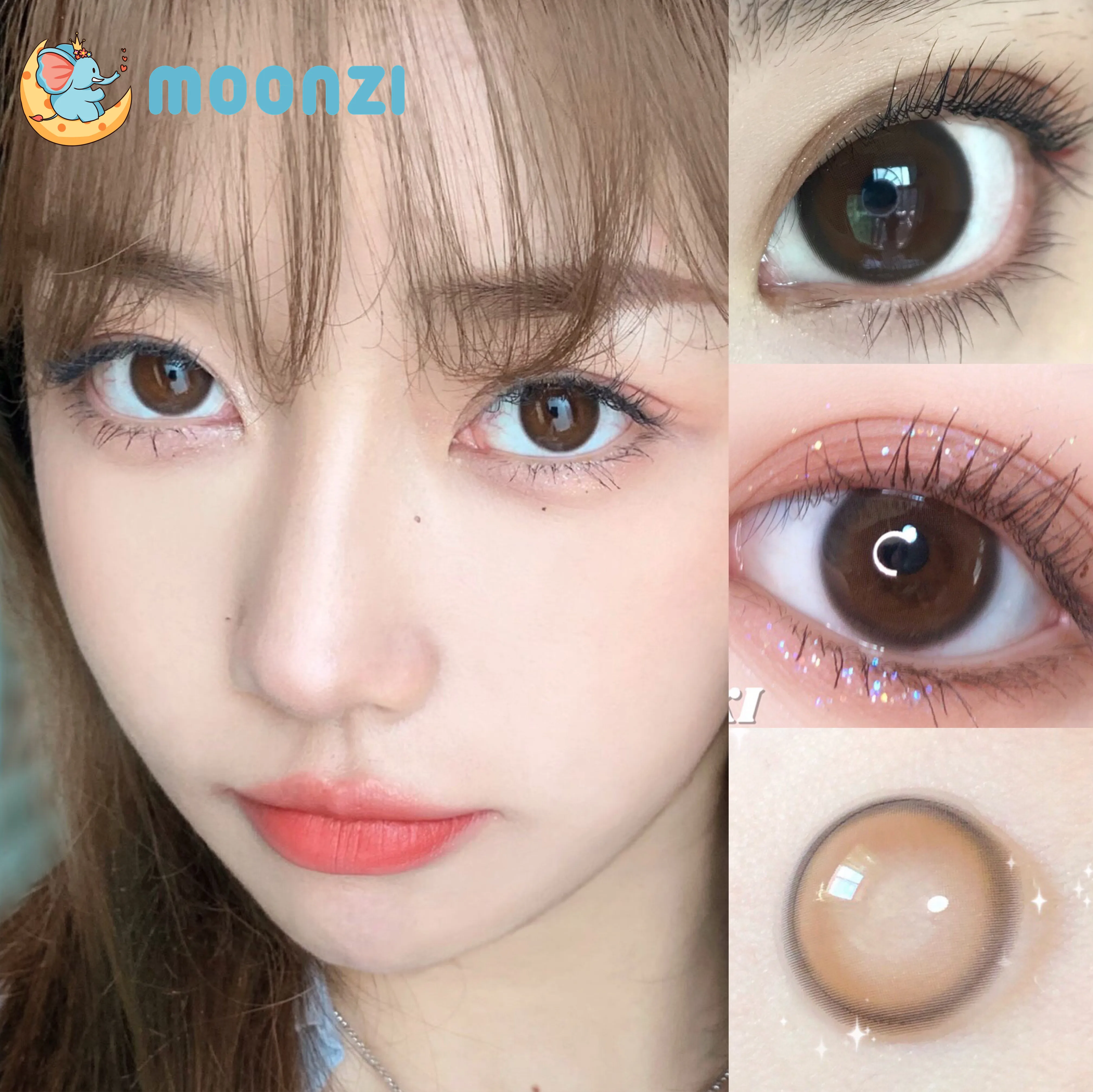 

MOONZI sweet wine brown exclusive unique contact lens small beauty Pupil Colored Contact Lenses for eyes Myopia prescription