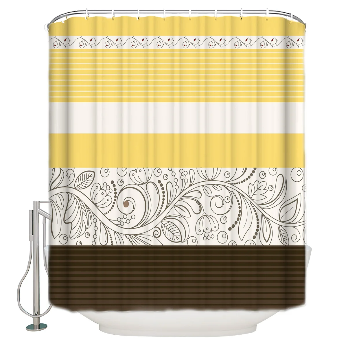 Винтажный цветочный узор желтая ткань занавеска для душа s Аксессуары ванной
