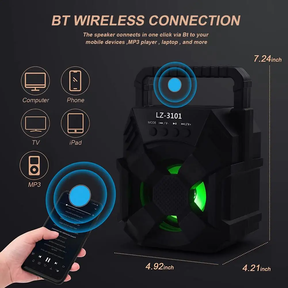 Беспроводная Bluetooth-колонка маленькая мини-колонка с многоцветной подсветкой