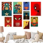 Постер на холсте с супергероями Марвел, винтажный постер, Мстители, Капитан Америка, Железный человек, Тор, Халк, постер на холсте с супергероями