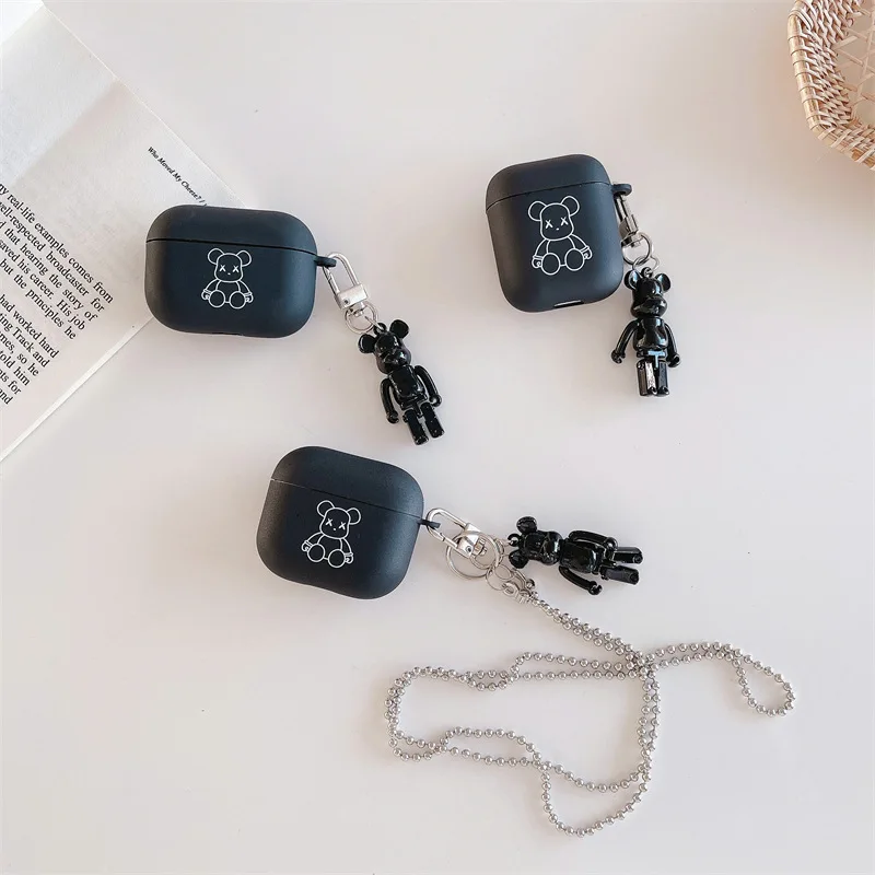 

Black Matte Bear 2021 AirPods 3 Case Apple AirPods 2 Case Cover AirPods Pro Case IPhone Earbuds Accessories AirPod Case Air Pods
