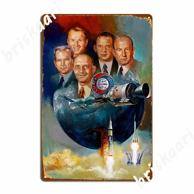 

Apollo Soyuz тестовый проект Экипаж металлический знак настенный паб настенный налет создание оловянного знака плакат