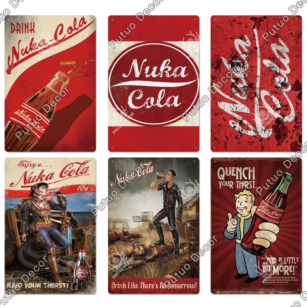 

Nuka Cola Metal Sign Vintage Tin Sign Plaque Metal Vintage Pub Retro Wall Decor for Bar Pub Club Man Cave Metal Posters