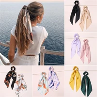 floral bowknot ribbon long ribbon ponytail scarf hair band hair band women girls elastic hair band hair accessories