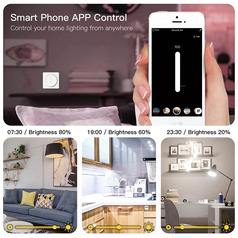 Умный поворотный/сенсорный переключатель света ZigBee Wi-Fi приложение LifeTuya