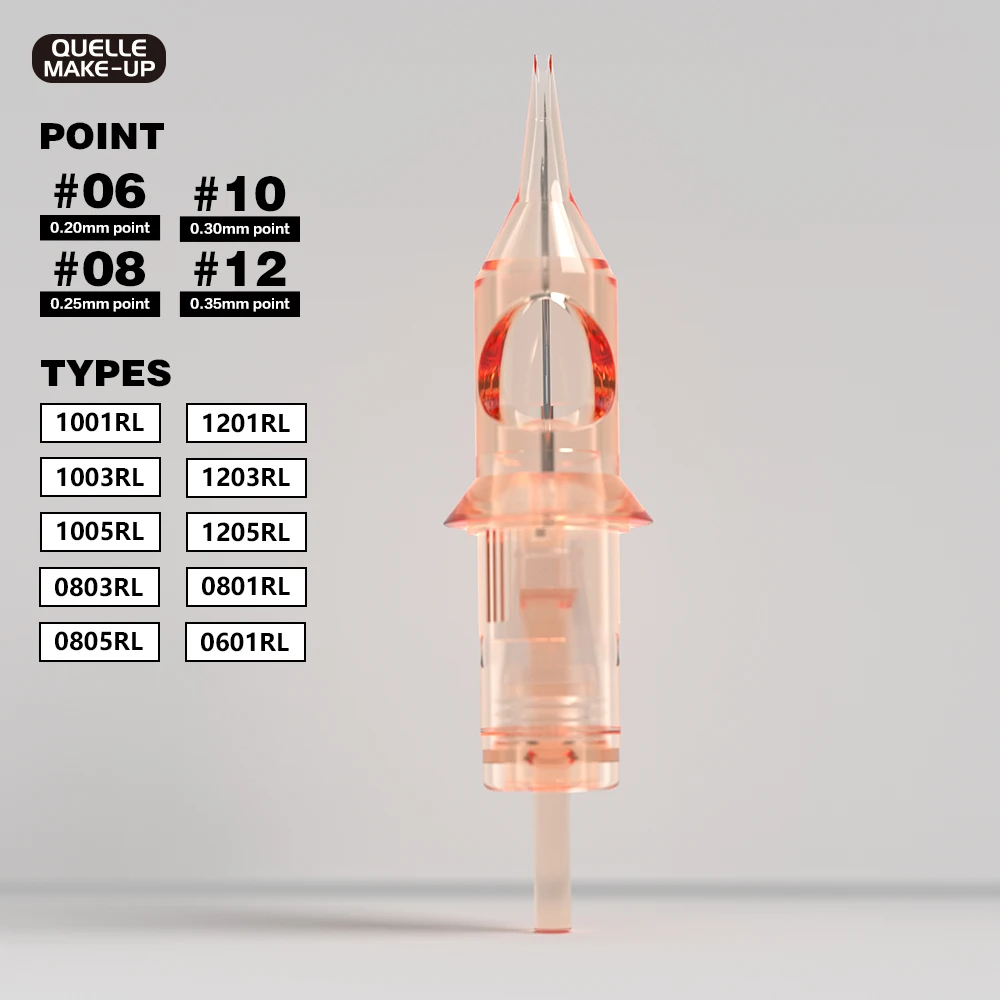 QUELLE Permanent Makeup Tattoo Needle Cartridges Round Liner Orange Sterilized Safe Single Needles Suitable for Pen Gun | Красота и