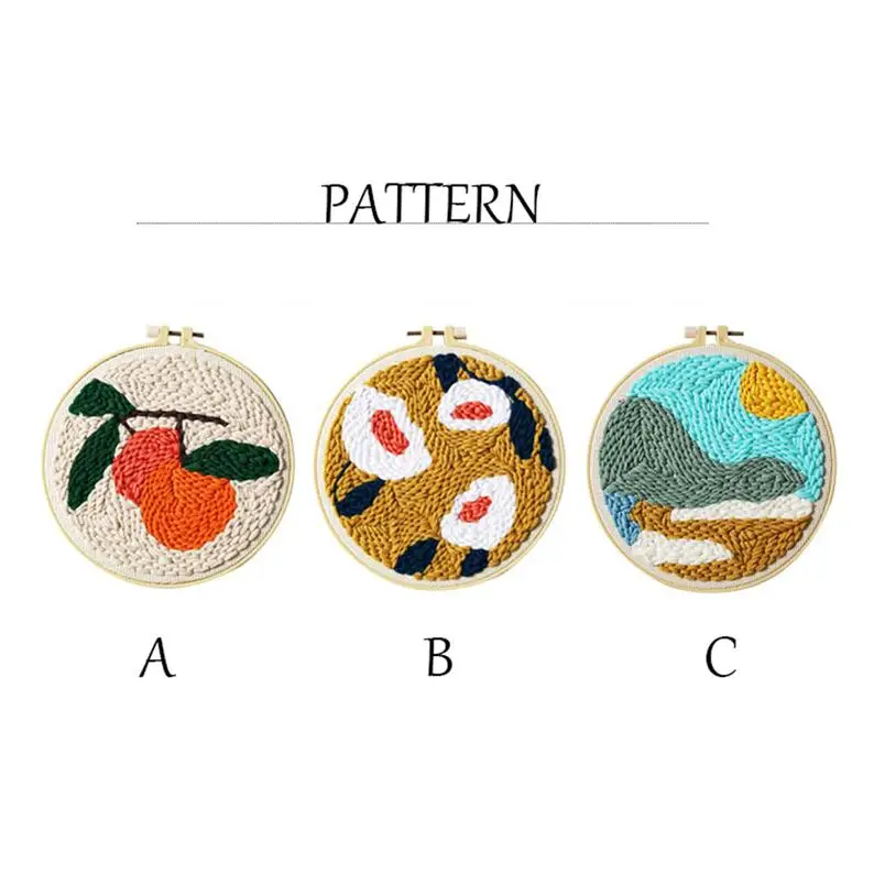 

Handmade punch needle kits with yarn, DIY beginners kit, embroidery kit, punch needle starter kit, rug hook pattern and kit