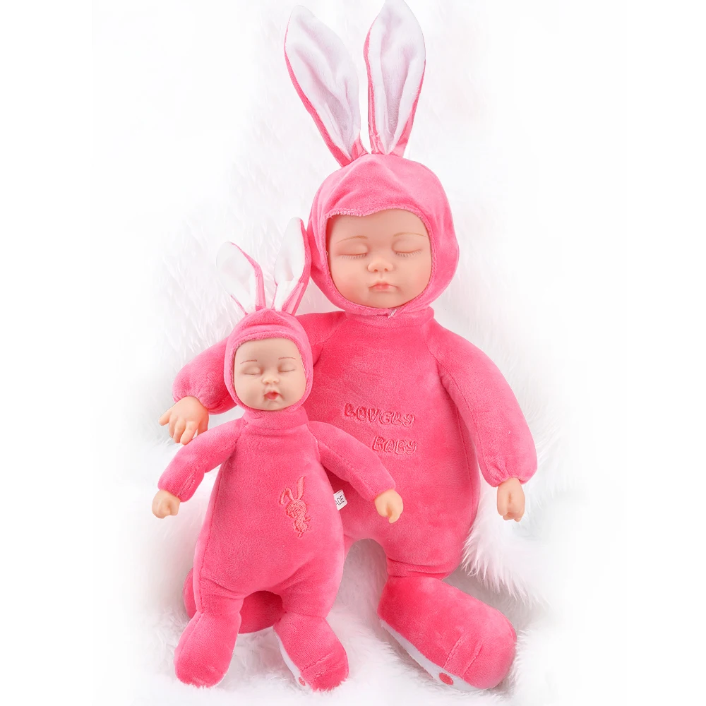 

25CM Mini Soft Stuffed Plush Toy Bear Bunny Toys For Children Silicone Baby Sleeping Reborn Baby Dolls Kids For Girls