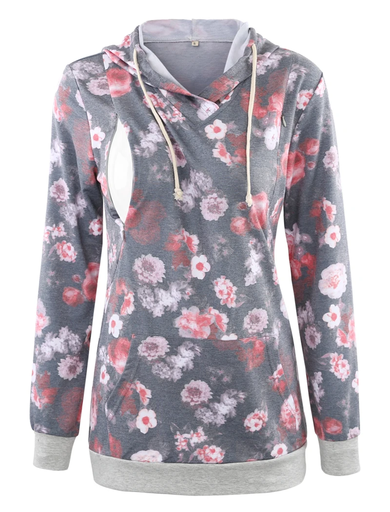 Женская флисовая толстовка с капюшоном для беременных и кормящих женщин пуловер