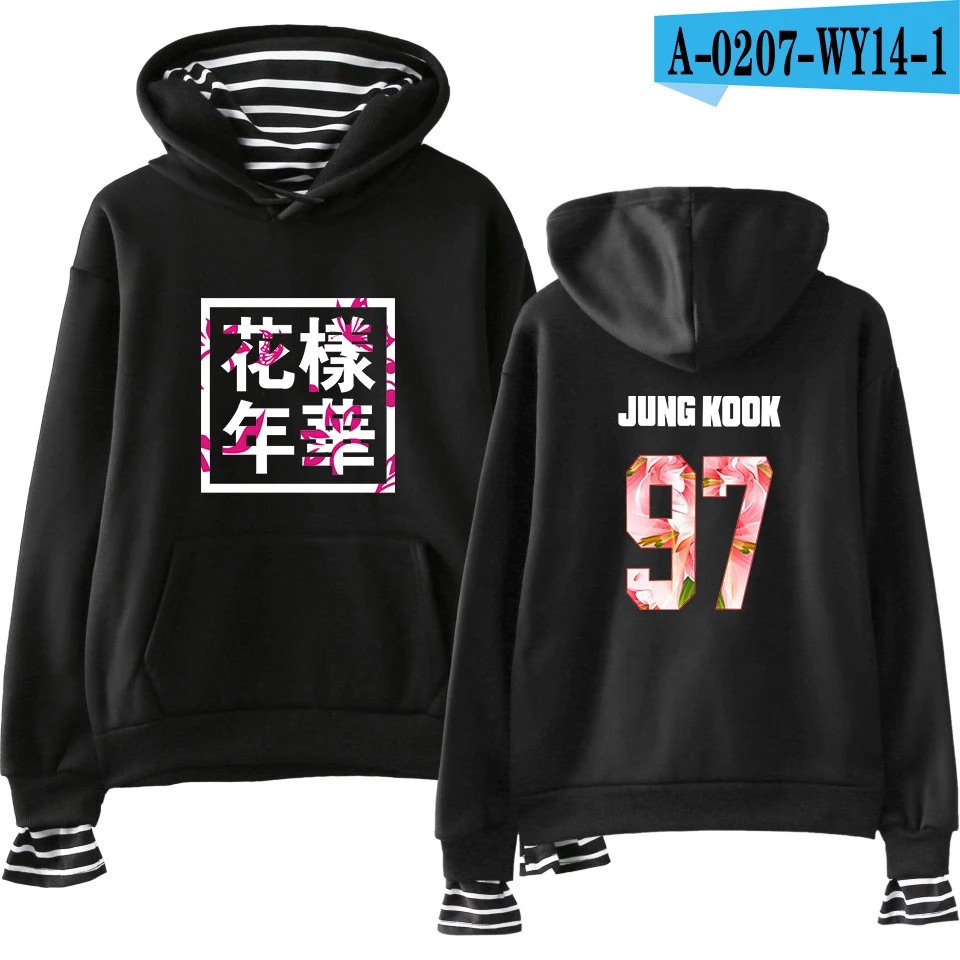 black Bangtan мальчики JUNG KOOK JIN V пуловер кепка хип хоп Kpop Harajuku одежда поддельные две части толстовки кофты для женщин/мужчин kpop - Цвет: black