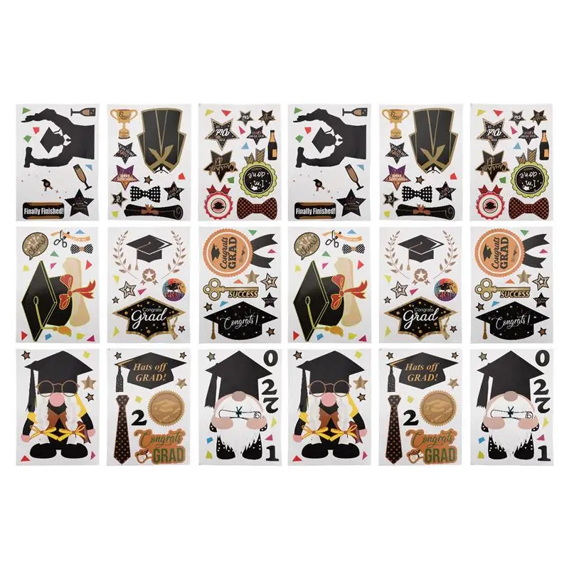 

1 Set 9 Pcs/18pcs 2021 Graduation Static Window Stickers CONGRATS GRAD Shop Window Decals