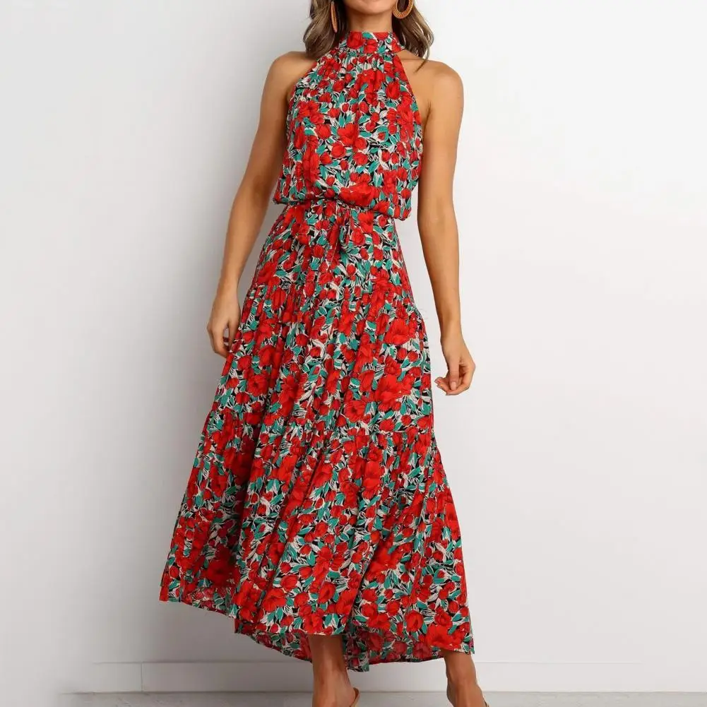 

60%HOT Women Dot Print Off Shoulder Halter Strapless Midi Dress Sundress for Vacation