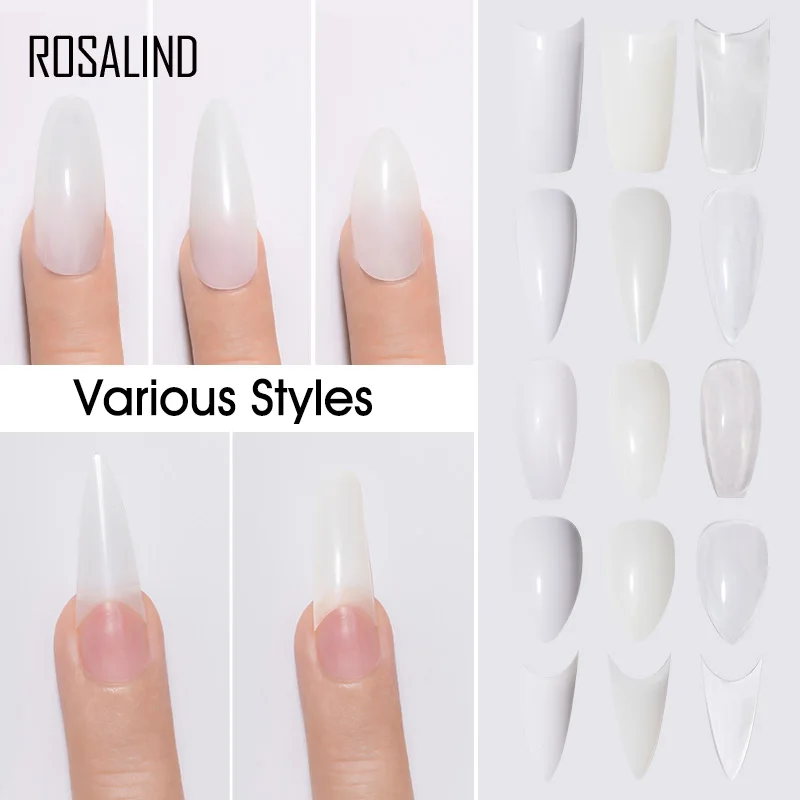 ROSALIND 240/120 Pcs False Nail With Clear Natural French Nails Art for Tips UV Gel Ultra Flexible ABS Fake Nail Manicure Tool