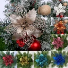 5 шт. блестящие Искусственные Рождественские цветы LuanQI, подвеска на рождественскую елку, рождественские украшения для дома, Рождественское украшение, Новогодний подарок