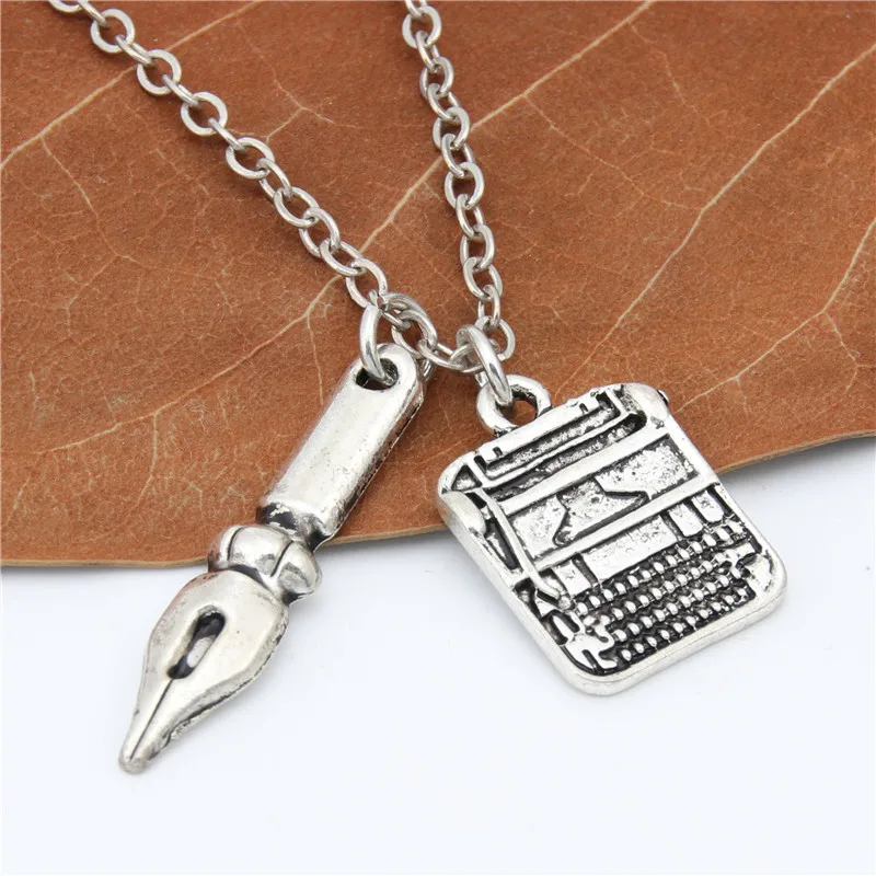 1 шт чернильная ручка Подвески ожерелье изготовление ретро пишущая машинка кулон