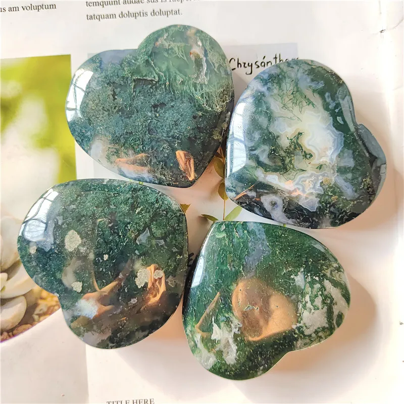 

Moss Agate Heart Moonstone Positive Energy Reiki Gems Crystal Heart Healing