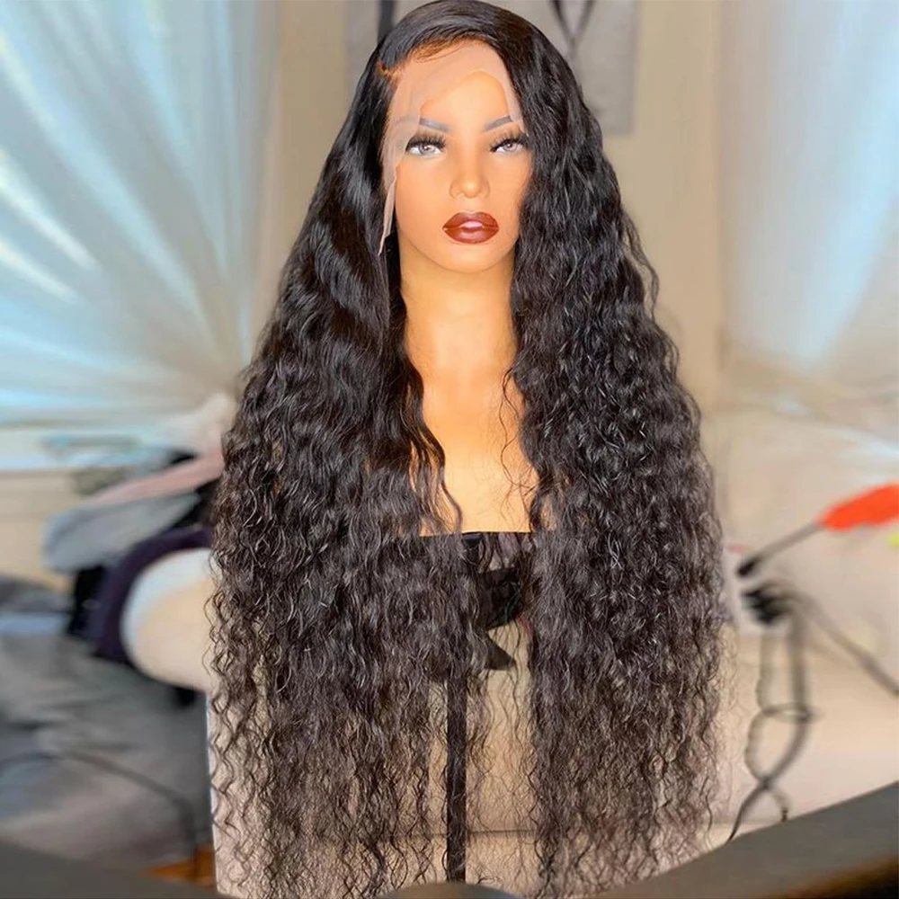 

26Inch 180%Density Long Deep Wave Synthetic Lace Front Wigs For Women With Baby Hair Heat Resistant Fiber Hair Daily Wear Wigs