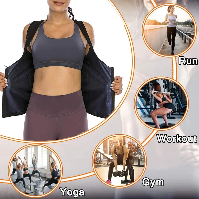 

Women Sauna Sweat Vest Hot Polymer Corset Waist Trainer Sauna Suit Tank Top Zipper Weight Loss Body Shaper Thermo Workout Shirt