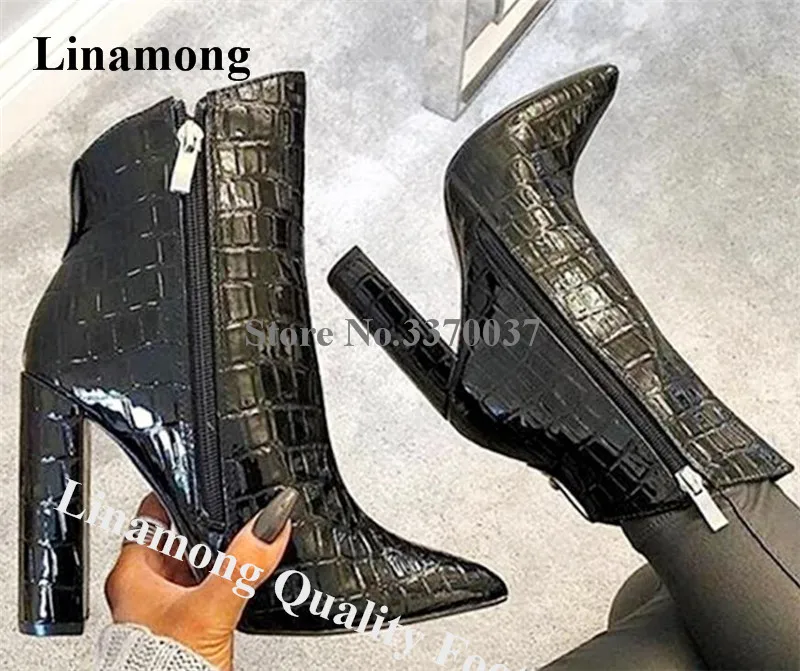 

Женские ботильоны на толстом каблуке, с острым носком, на молнии