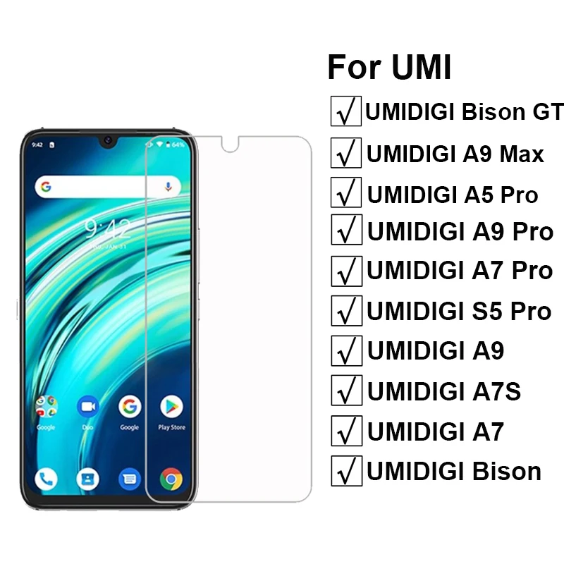2pcs Tempered Glass for Umidigi Bison GT Screen Protector Protective Film For Umidigi A11 S5 A5 A7 Pro A7S Umi A9 Pro Max