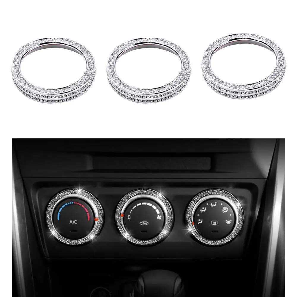 ZOGO for Mazda Accessories Air Conditioner Control CX3 CX-3 CX5 CX-5 MX5 MX-5 Miata Interior Parts Decorations Silver 3 Pack