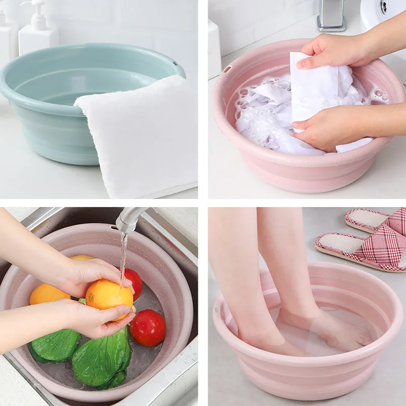 

Household Folding Washbasin Plastic Laundry Tub Collapsible Bucket Foot Wash Basin For Home Camping Travel Bathroom Accessories