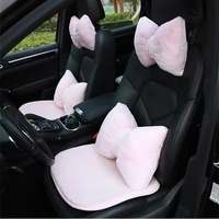 new arrival 2020 winter plush rabbit fur universal warm three piece car seat cushion accessories