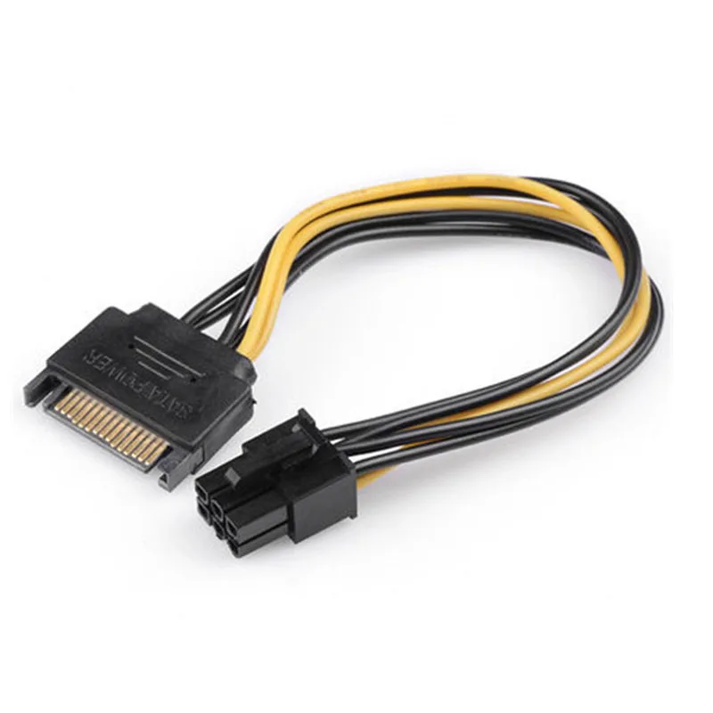 Черный 15 Pin SATA адаптер питания для 6 PCI Express Riser Card кабель | Электроника