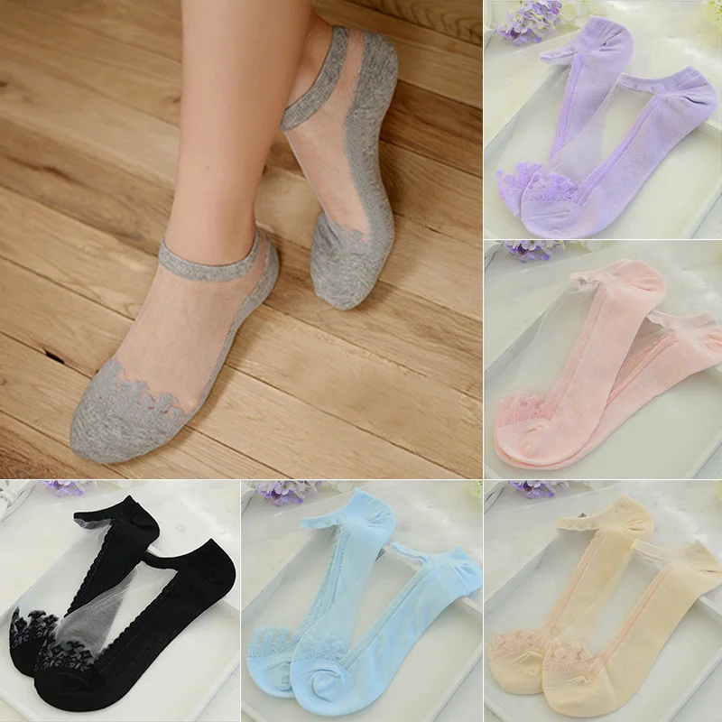 Женские носки чулочно-носочные изделия кружевные супер тонкие дышащие милые