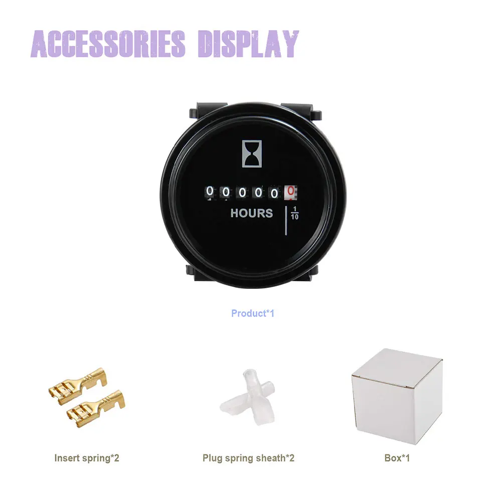

12v 24v 36v Mini Hour Meter Marine Boat Auto Engine 2" Round Waterproof Gauge Car Trucks Mechanical Hour Meter Counter Timer