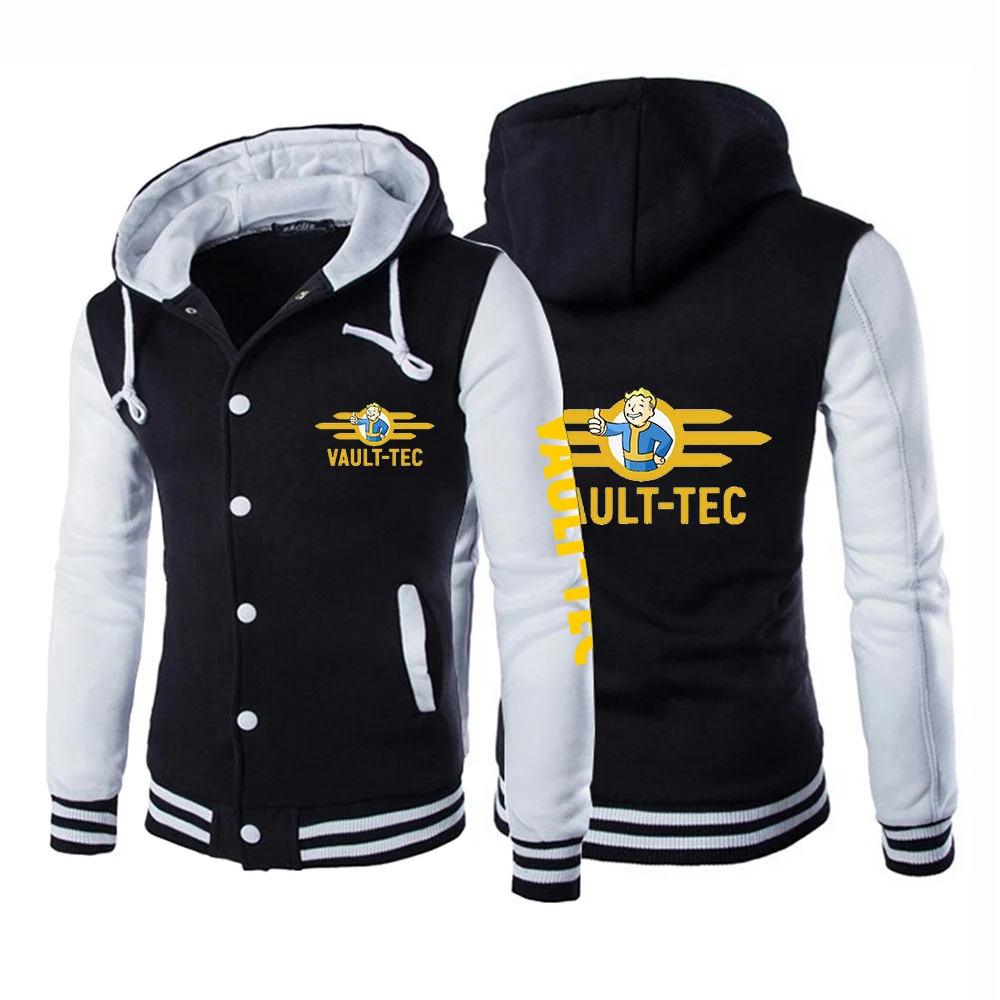 

Game Vault Tec Spring Autumn Men's Jackets Hoodie Uniform Casual Baseball Coat Sport Cotton Sweatshirt Hooded Harajuku Coats
